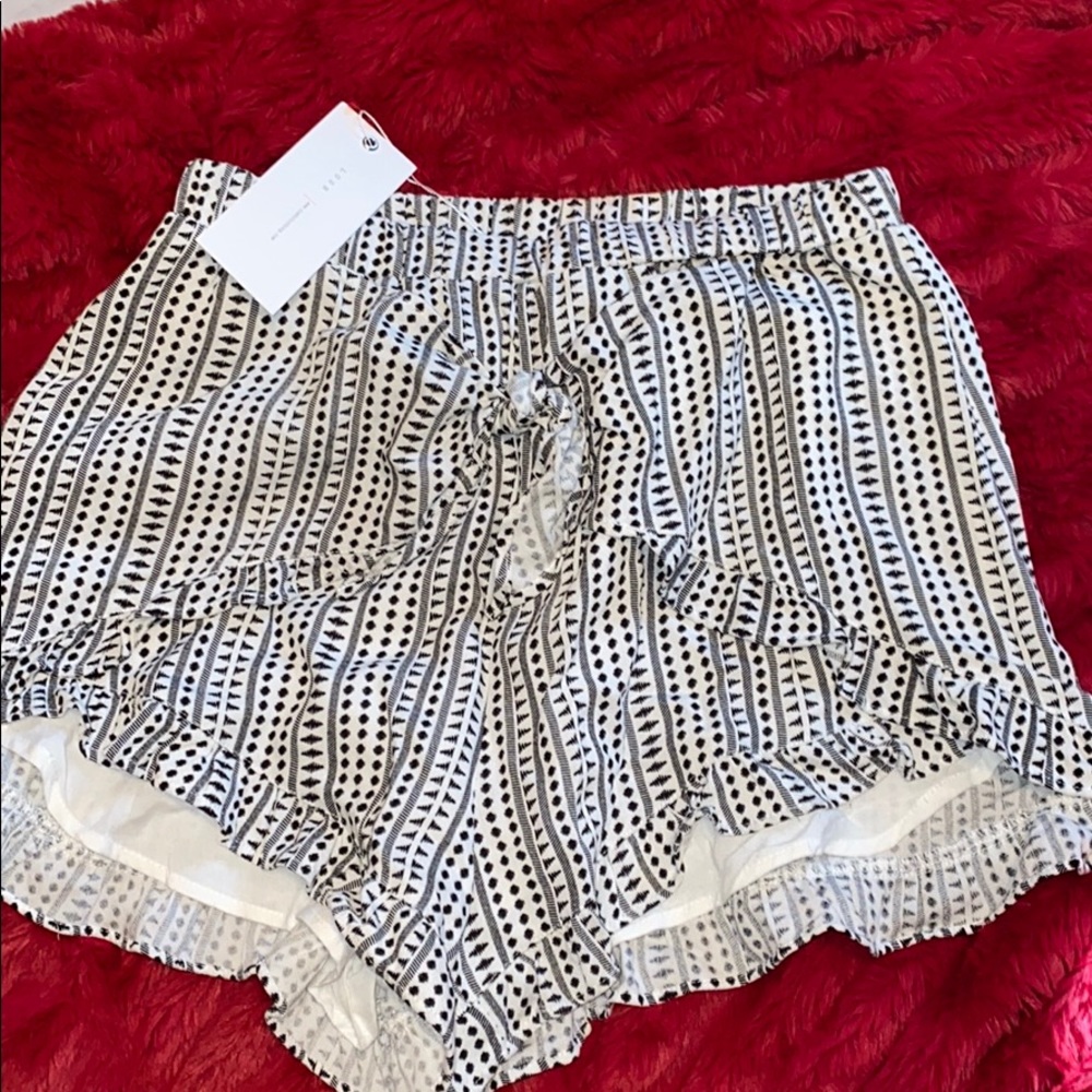 Lush Patterned Black & White Flowy Shorts